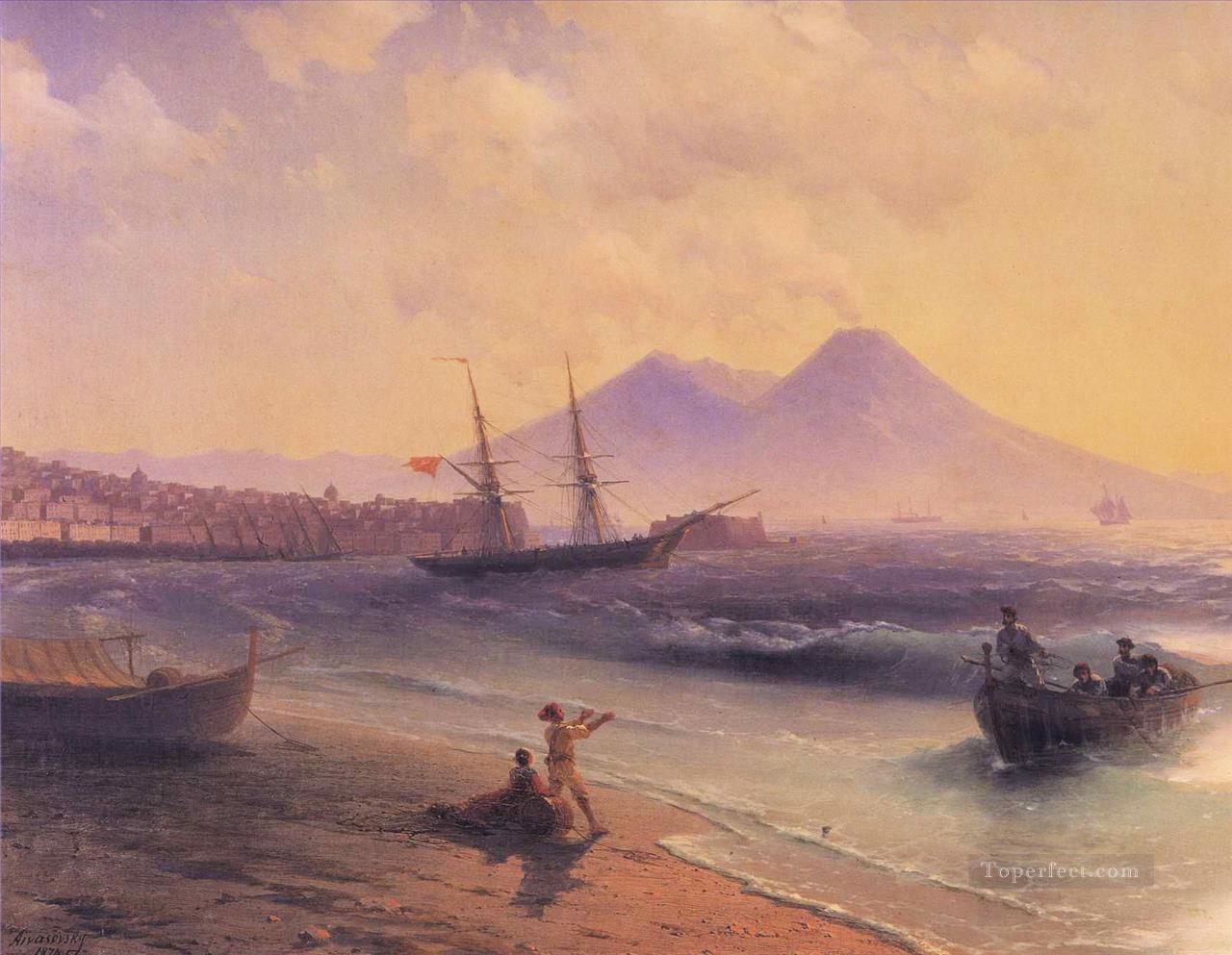 fishermen returning near naples 1874 Romantic Ivan Aivazovsky Russian Oil Paintings